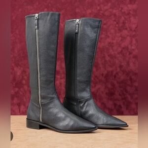 Size. 5 Linea Poolo Elegant Black Knee-High Leather Boots